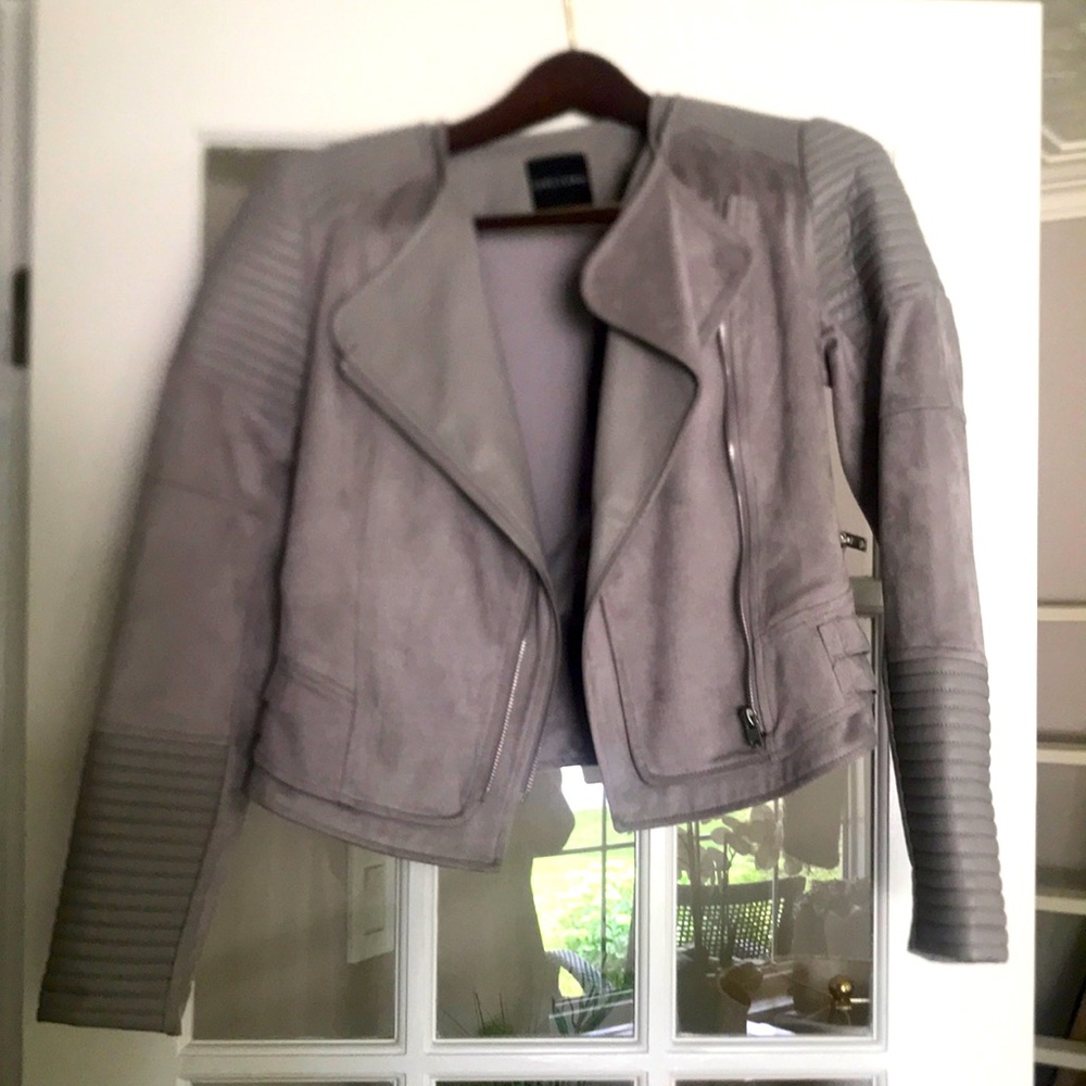 Faux leather and suede moto style jacket